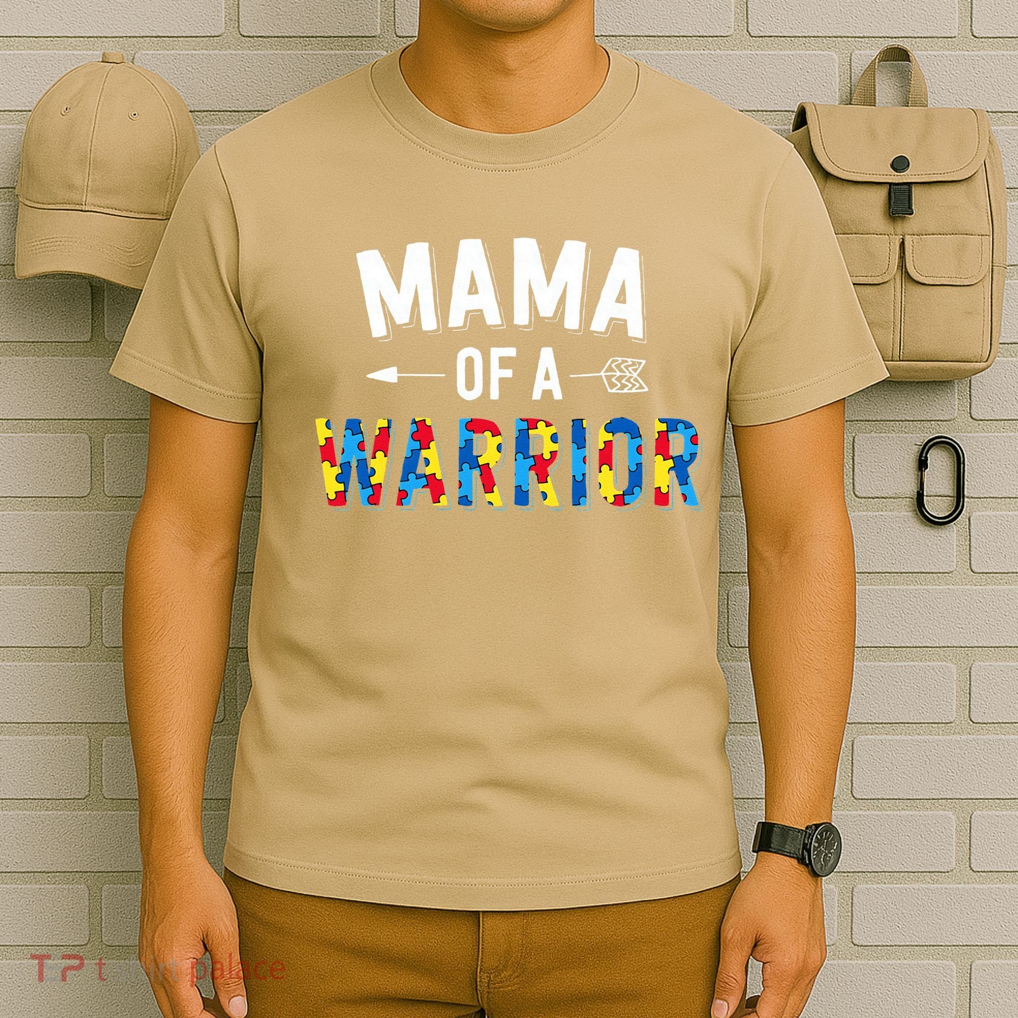 Mama Of A Warrior Family Mom World Autism Awareness Day T-Shirt