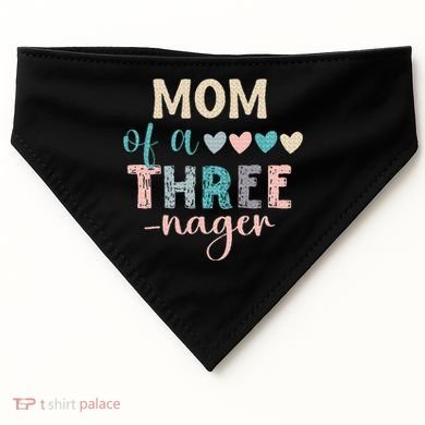 Mom Of A Threenager 3rd Birthday Matching Family Boho USA-Made Doggie Bandana