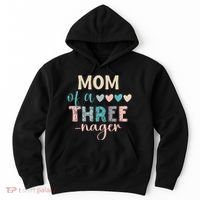 Mom Of A Threenager 3rd Birthday Matching Family Boho Hoodie thumb 0