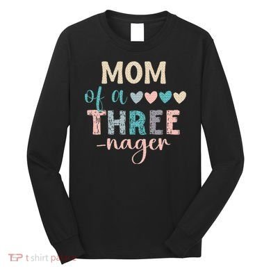 Mom Of A Threenager 3rd Birthday Matching Family Boho Long Sleeve Shirt