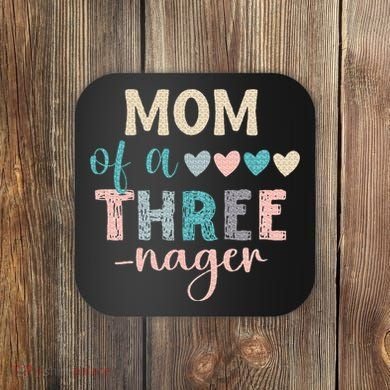 Mom Of A Threenager 3rd Birthday Matching Family Boho Coaster