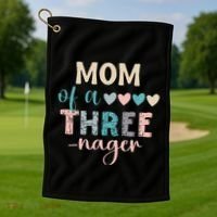 Mom Of A Threenager 3rd Birthday Matching Family Boho Golf Towel thumb 1