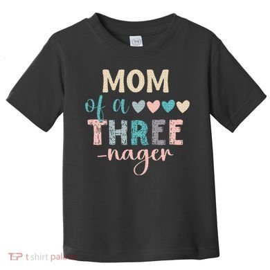 Mom Of A Threenager 3rd Birthday Matching Family Boho Toddler T-Shirt