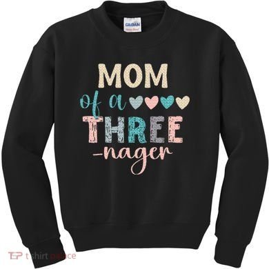 Mom Of A Threenager 3rd Birthday Matching Family Boho Kids Sweatshirt