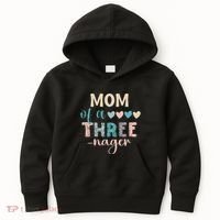 Mom Of A Threenager 3rd Birthday Matching Family Boho Kids Hoodie thumb 0