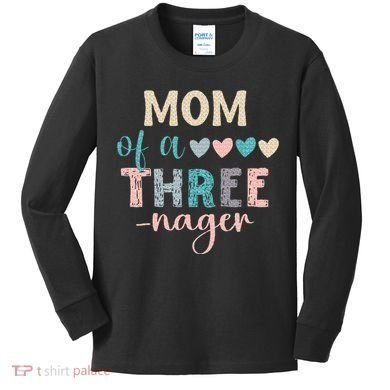 Mom Of A Threenager 3rd Birthday Matching Family Boho Kids Long Sleeve Shirt