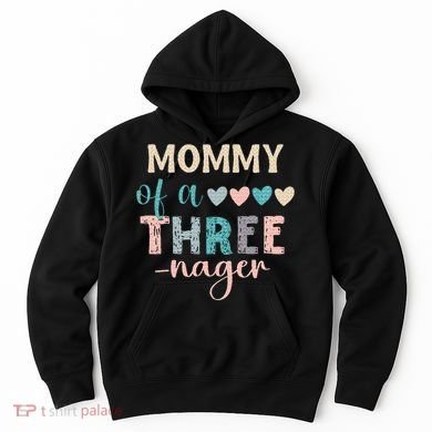 Mommy Of A Threenager 3rd Birthday Matching Family Boho Hoodie