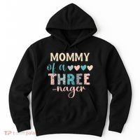 Mommy Of A Threenager 3rd Birthday Matching Family Boho Hoodie thumb 0