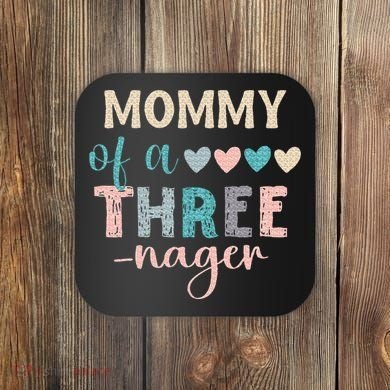 Mommy Of A Threenager 3rd Birthday Matching Family Boho Coaster