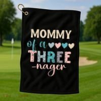 Mommy Of A Threenager 3rd Birthday Matching Family Boho Golf Towel thumb 1