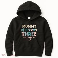 Mommy Of A Threenager 3rd Birthday Matching Family Boho Kids Hoodie thumb 0