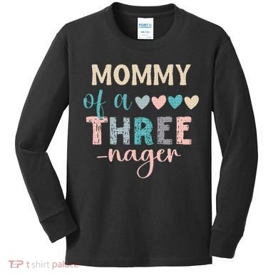 Mommy Of A Threenager 3rd Birthday Matching Family Boho Kids Long Sleeve Shirt