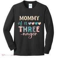 Mommy Of A Threenager 3rd Birthday Matching Family Boho Kids Long Sleeve Shirt thumb 0