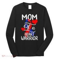 Mom Of A Heart Warrior CHD Disease Awareness Red Ribbon Gift Long Sleeve Shirt thumb 0
