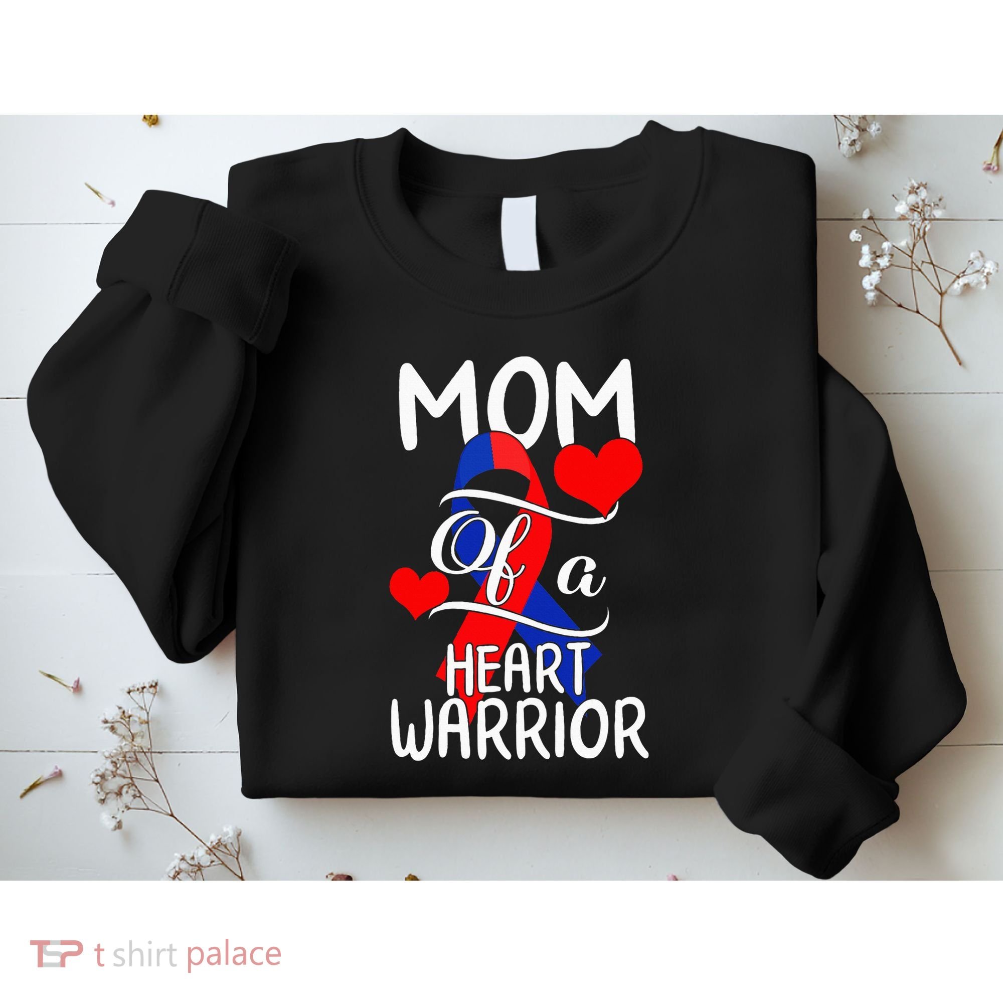 Mom Of A Heart Warrior CHD Disease Awareness Red Ribbon Gift Sweatshirt
