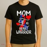 Mom Of A Heart Warrior CHD Disease Awareness Red Ribbon Gift T-Shirt thumb 3