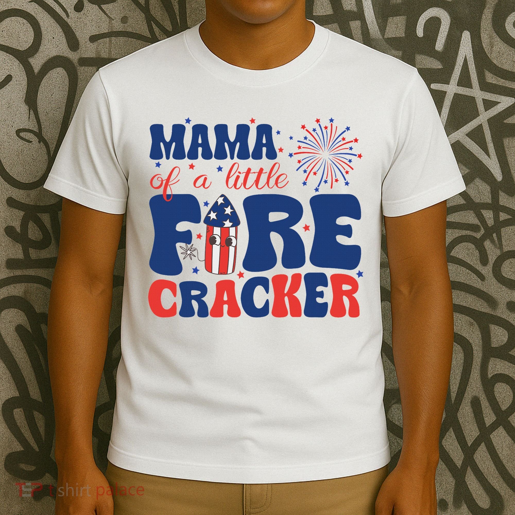 Mama Of A Little Firecracker Family Matching 4th Of July T-Shirt