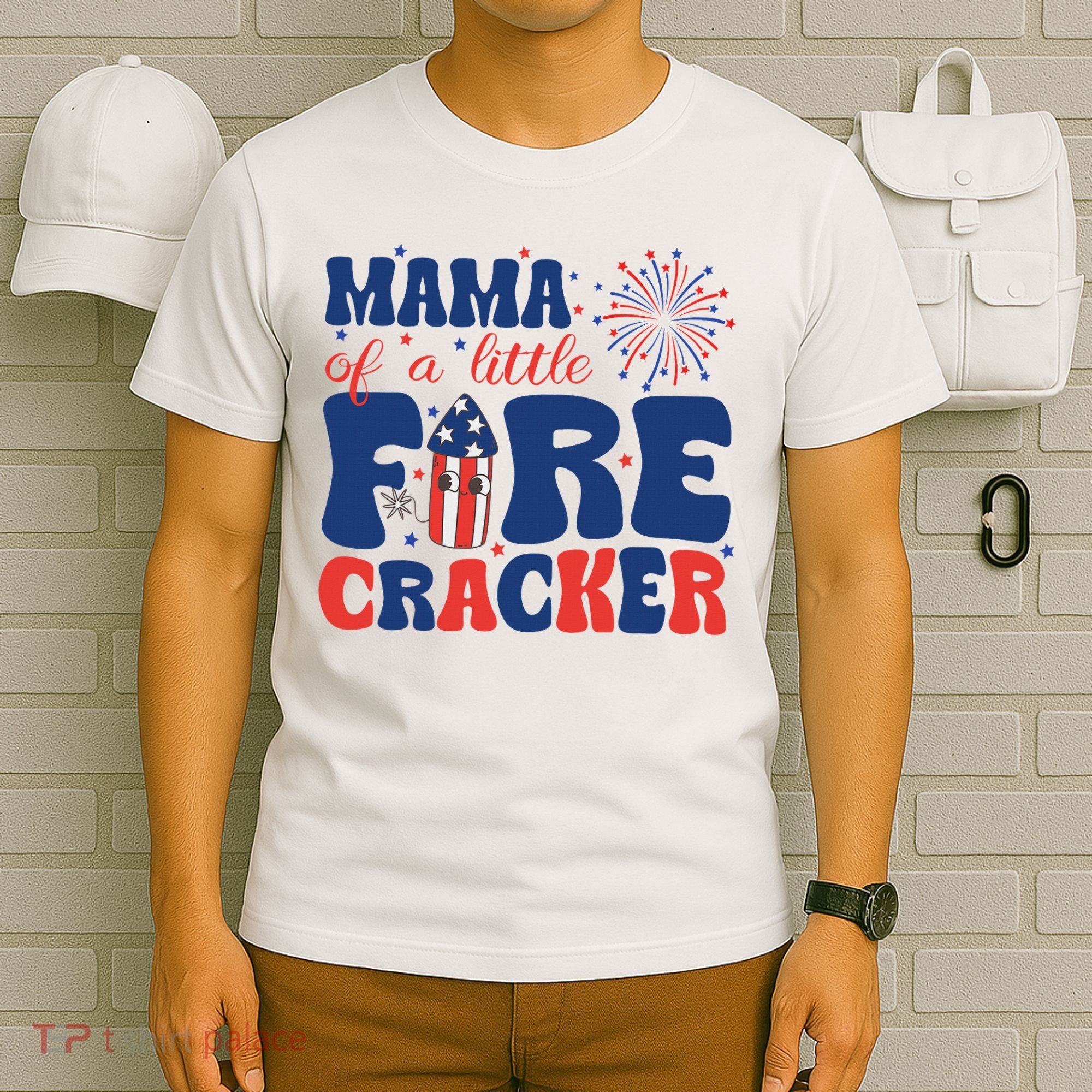 Mama Of A Little Firecracker Family Matching 4th Of July T-Shirt