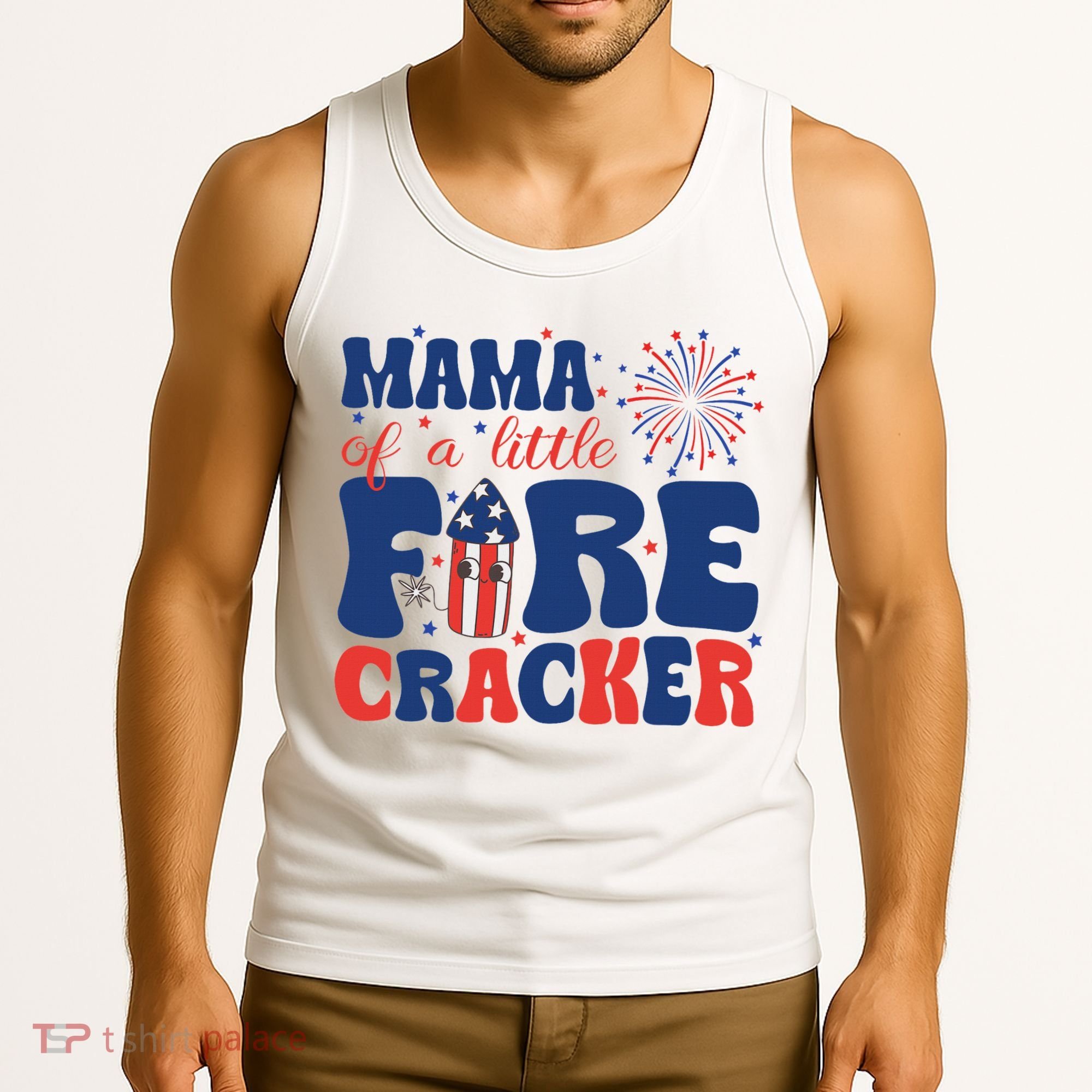 Mama Of A Little Firecracker Family Matching 4th Of July Tank Top