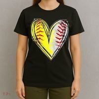 Mom Of Both Baseball Softball Mom Mothers Day T-Shirt thumb 4