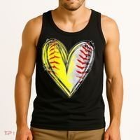 Mom Of Both Baseball Softball Mom Mothers Day Tank Top thumb 3