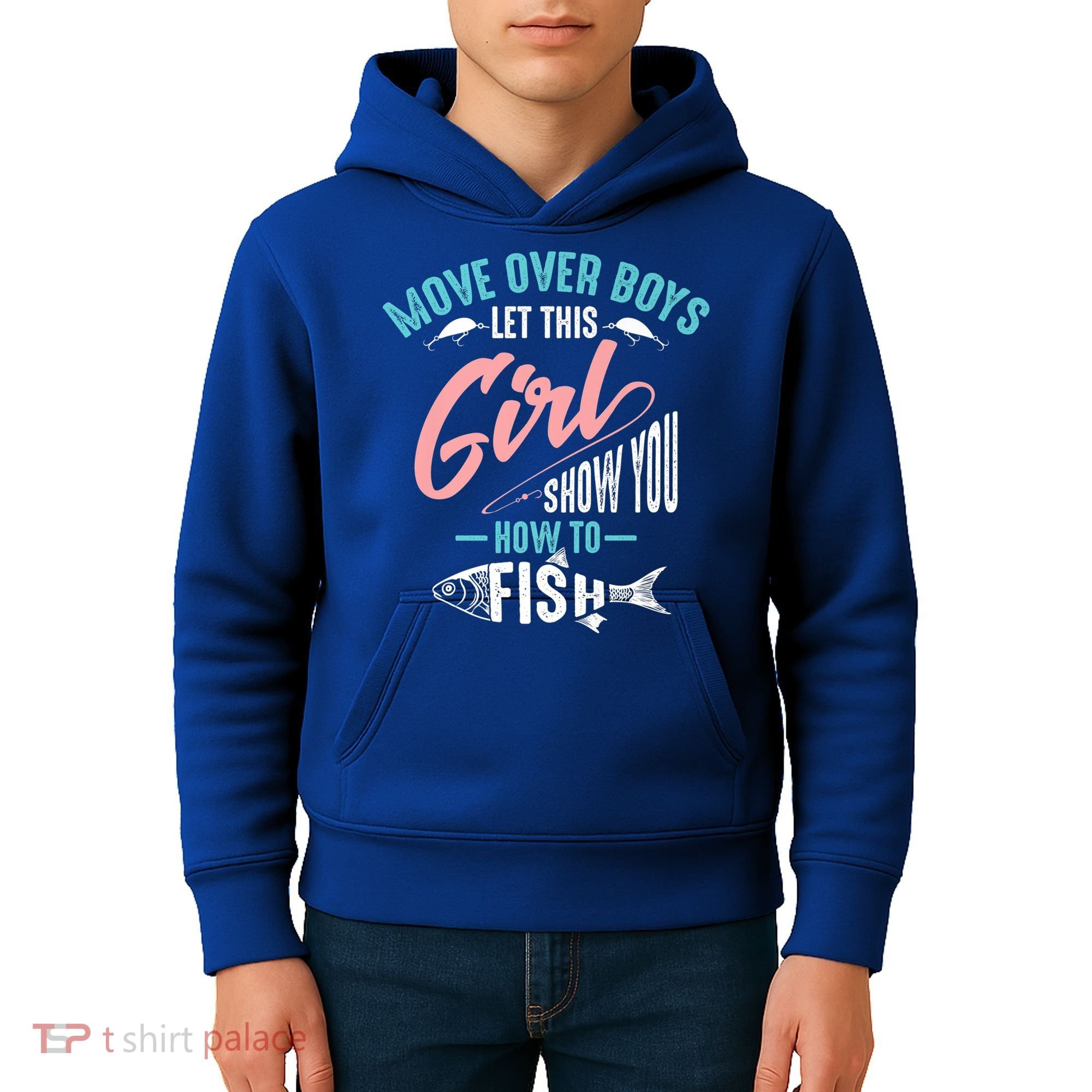 Move Over Boys Let This Girl Show You How To Fish Gift Kids Hoodie