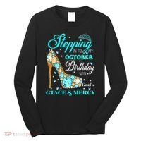 My October Birthday With God's Grace And Mercy Long Sleeve Shirt thumb 0