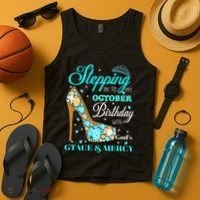 My October Birthday With God's Grace And Mercy Tank Top thumb 4