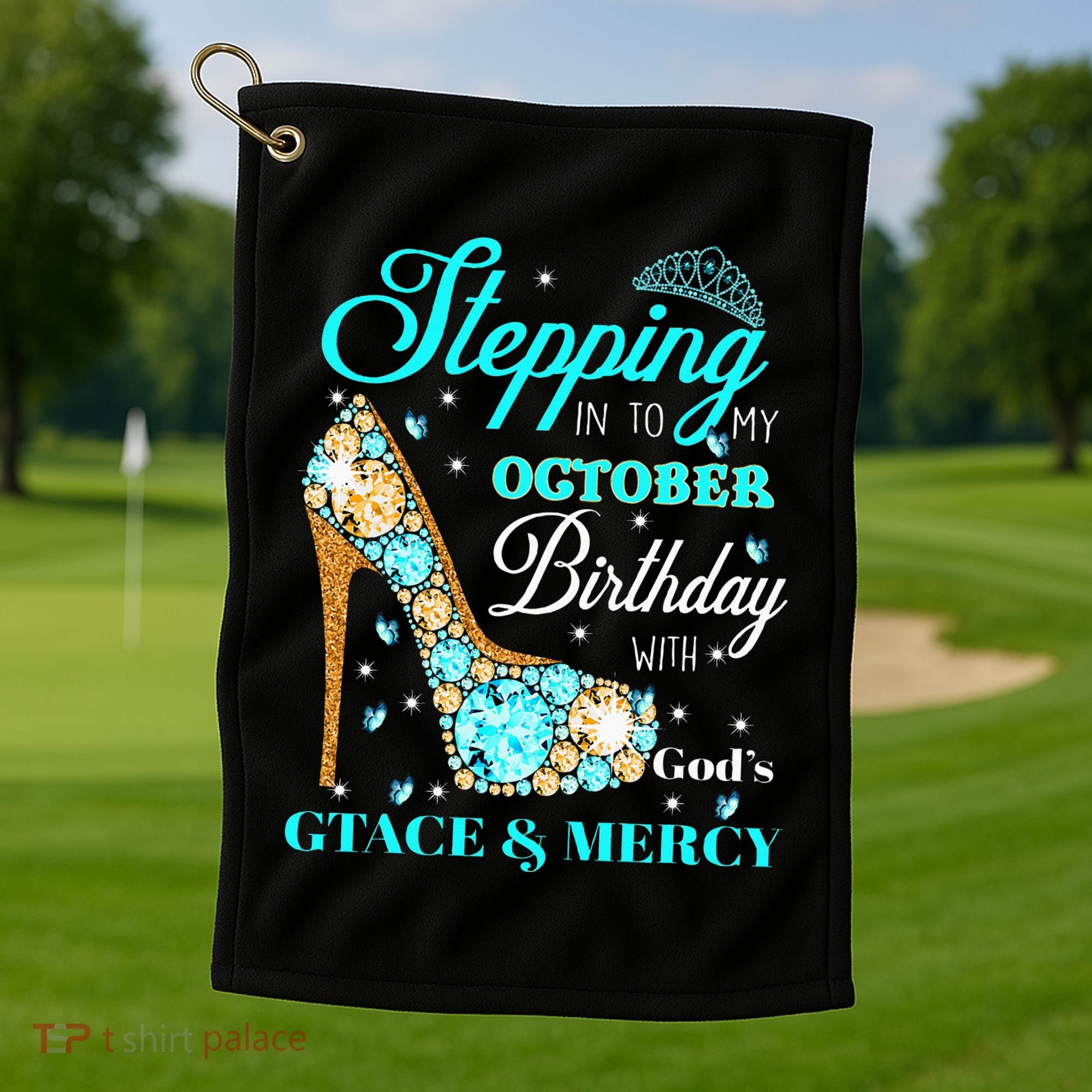 My October Birthday With God's Grace And Mercy Golf Towel