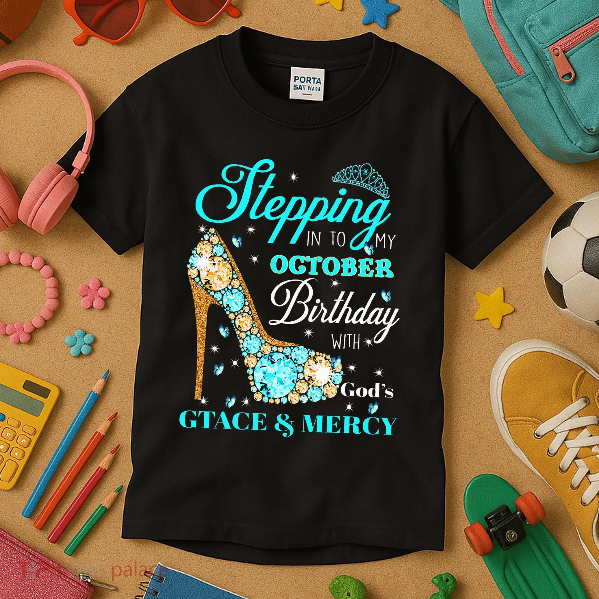 My October Birthday With God's Grace And Mercy Kids T-Shirt