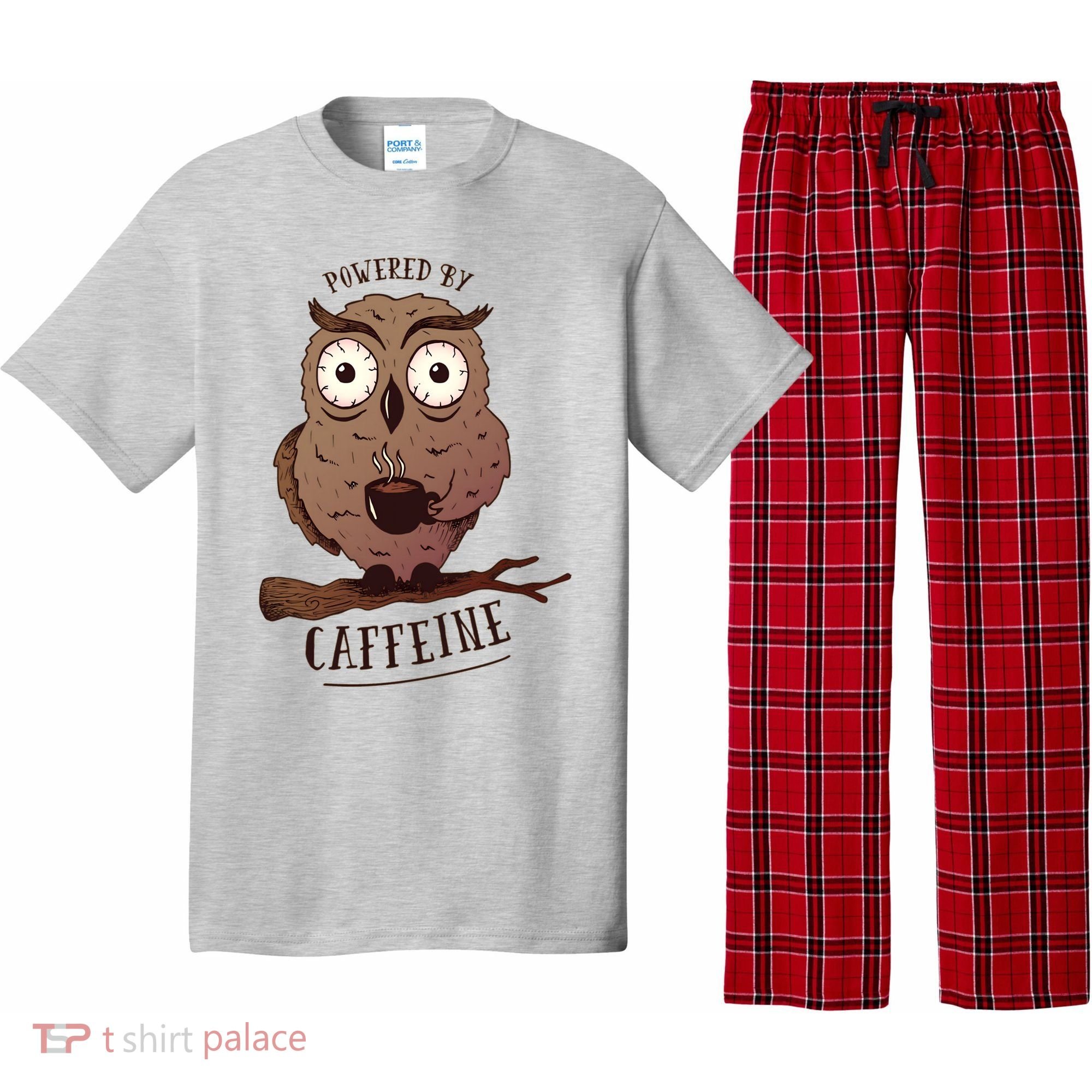 Monday Owl Coffee Caffeine Work Office Pajama Set