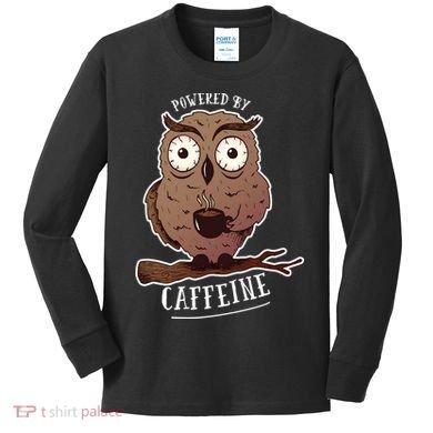 Monday Owl Coffee Caffeine Work Office Kids Long Sleeve Shirt