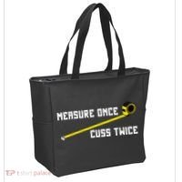 Measure Once Cuss Twice Carpenter & Woodworking Tote Bag thumb 2
