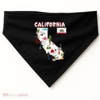 Map Of California Landmarks Major Cities Flag USA-Made Doggie Bandana thumb 0