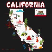 Map Of California Landmarks Major Cities Flag Apron thumb 3