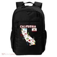 Map Of California Landmarks Major Cities Flag Backpack thumb 0