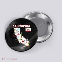 Map Of California Landmarks Major Cities Flag Button thumb 0