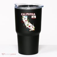 Map Of California Landmarks Major Cities Flag Tumbler thumb 0