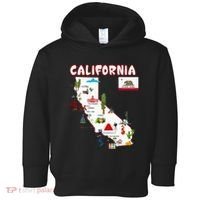 Map Of California Landmarks Major Cities Flag Toddler Hoodie thumb 0