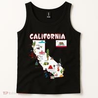 Map Of California Landmarks Major Cities Flag Tank Top thumb 2