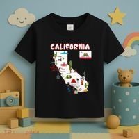 Map Of California Landmarks Major Cities Flag Toddler T-Shirt thumb 3