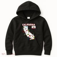 Map Of California Landmarks Major Cities Flag Kids Hoodie thumb 0