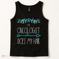 My Oncologist Does My Hair Ovarian Cancer Awareness Products Tank Top thumb 2