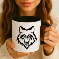 Modern Wolf Face Symbol Coffee Mug thumb 3