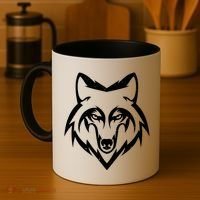Modern Wolf Face Symbol Coffee Mug thumb 4