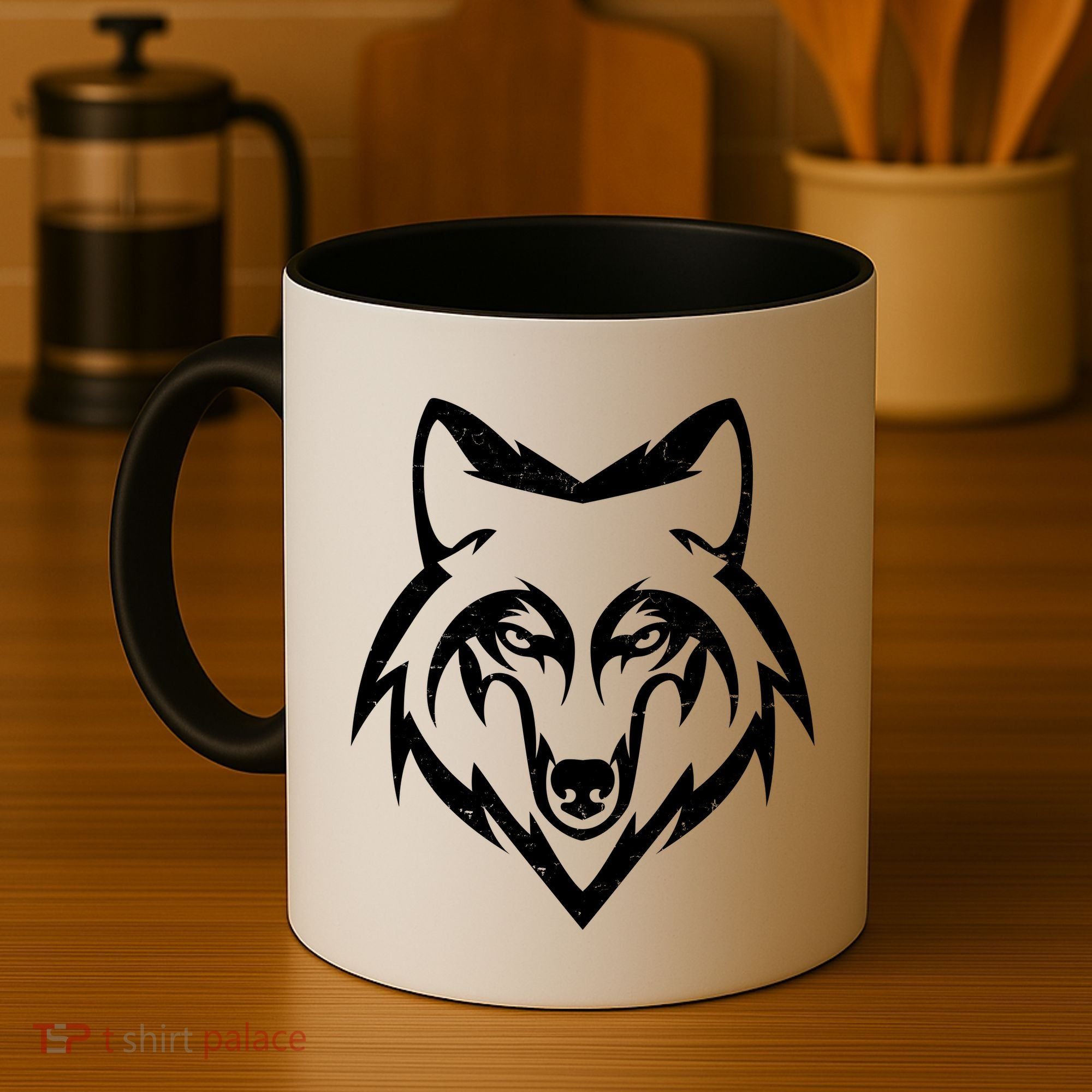 Modern Wolf Face Symbol Coffee Mug