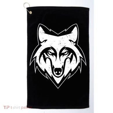 Modern Wolf Face Symbol Golf Towel