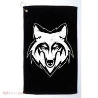 Modern Wolf Face Symbol Golf Towel thumb 0