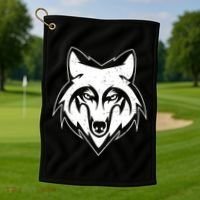 Modern Wolf Face Symbol Golf Towel thumb 1