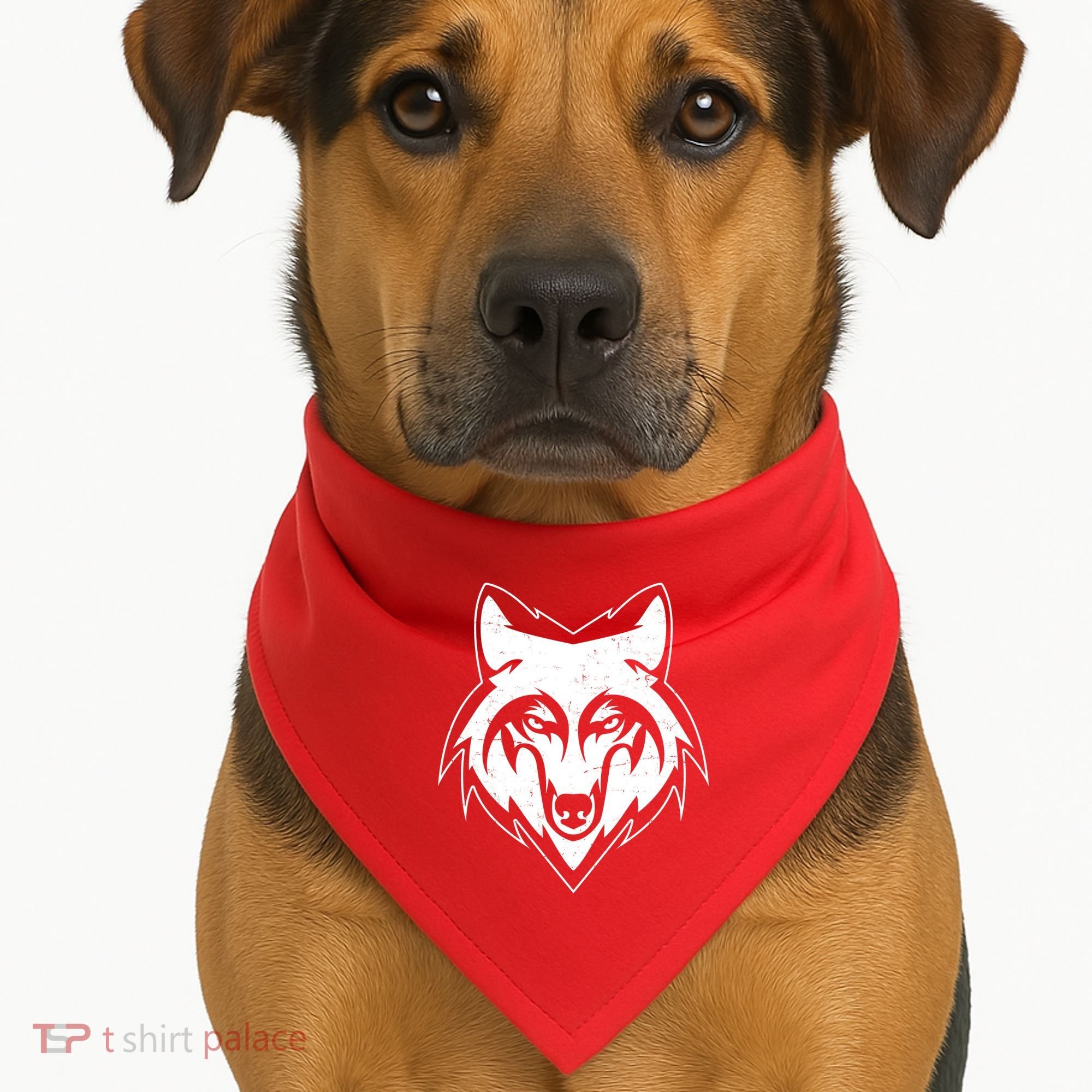 Modern Wolf Face Symbol USA-Made Doggie Bandana